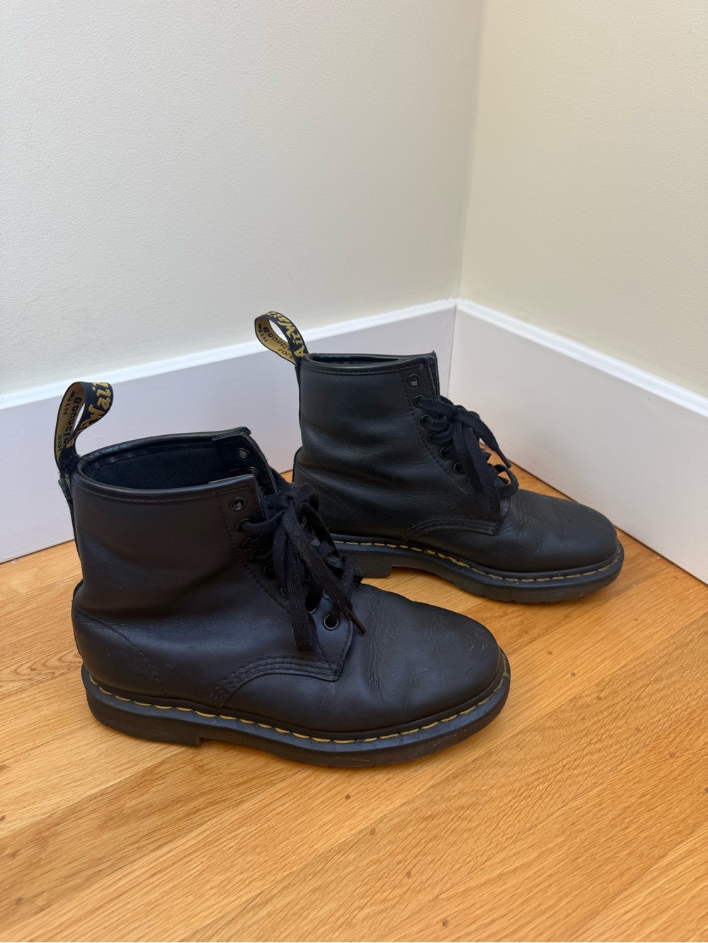 Dr. Martens 1460 Black Leather Lace-Up Boots, size 39/8